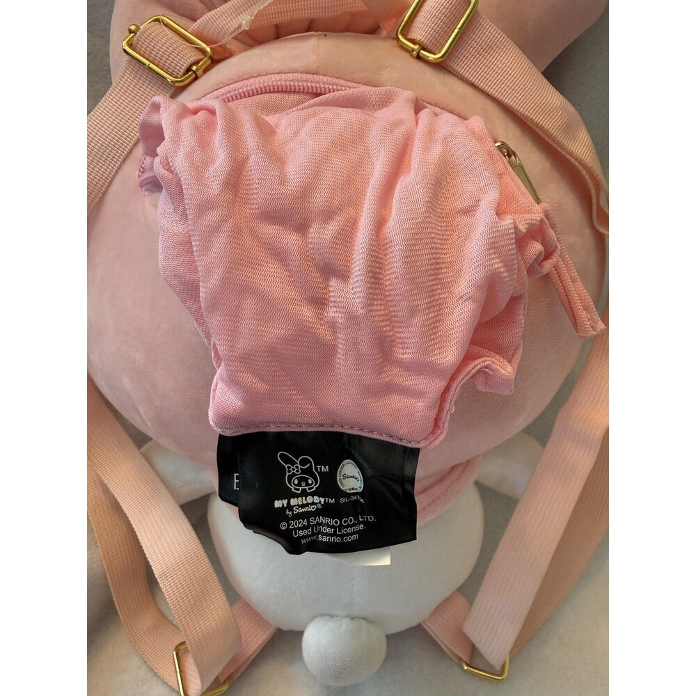 Sanrio My Melody Backpack Girls Small Pink Plush Velour Bow Adjustable Straps - Picture 5 of 9